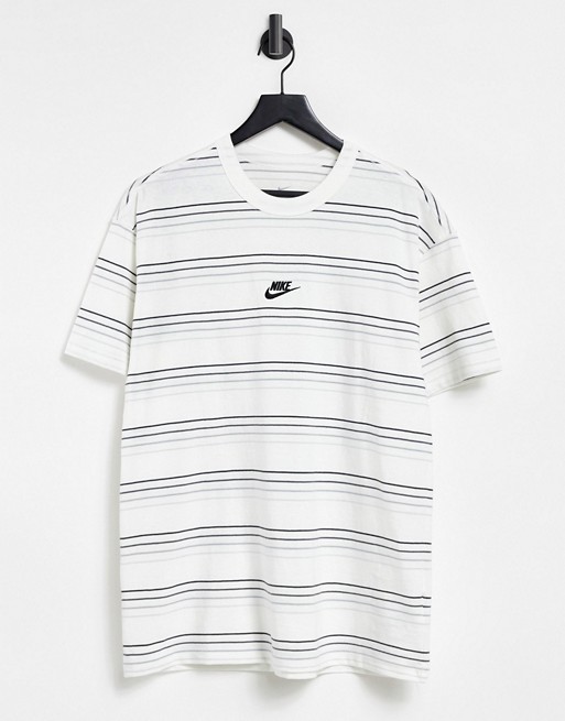 Nike oversized fit stripe t-shirt in white