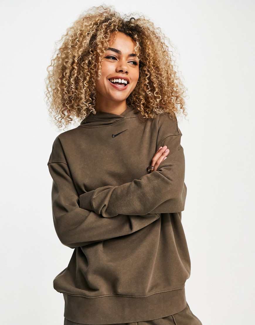 Nike - Oversized fleece hoodie in bruin