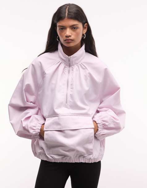 Nike oversized half zip jacket in light pink - view 1