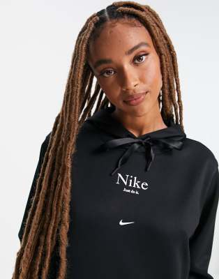 Nike oversized hoodie in black with drawcord | ASOS