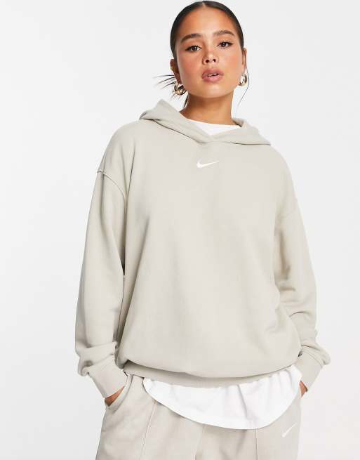 Nike - Oversized hættetrøje med ombre-effekt i cremehvid fleece