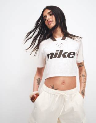 Nike Nike oversized lace effect football top in off white