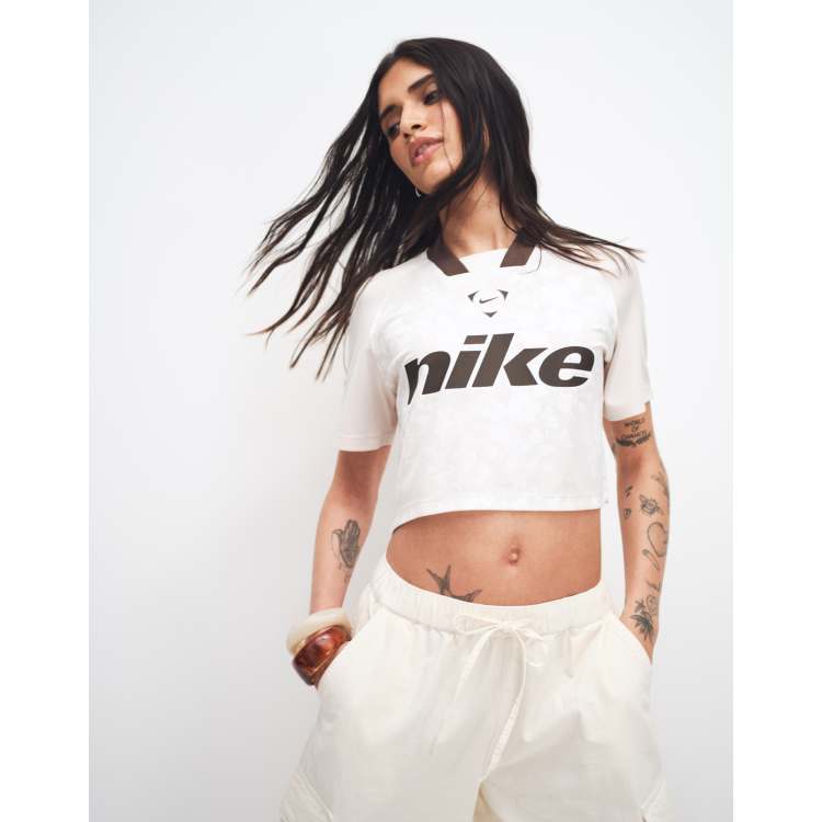 Nike oversized lace effect football top in off white | ASOS