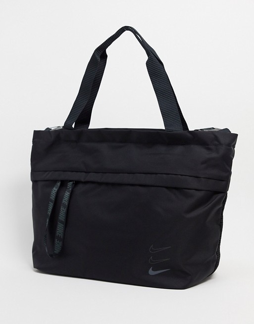 Nike oversized swoosh tote bag in black