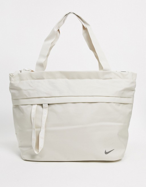 Nike oversized swoosh tote bag in cream