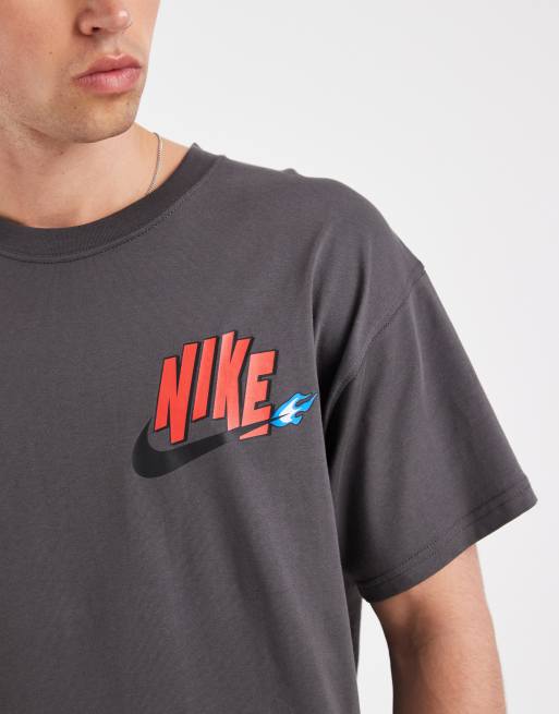 Nike - Oversized T-shirt met chili-logoprint op de achterkant in grijs met wassing, 4 van 5