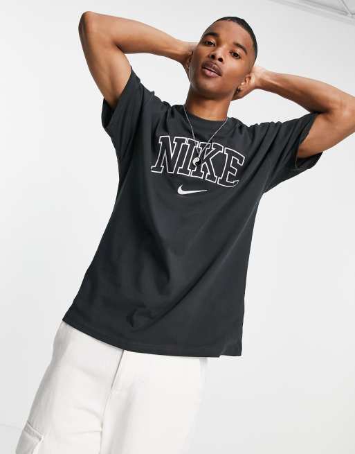 Nike - Oversized T-shirt van zware stof met retro logo in zwarte met wassing , 3 van 4