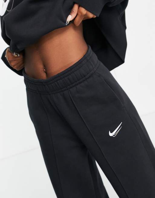 Nike oversized wide leg joggers in black