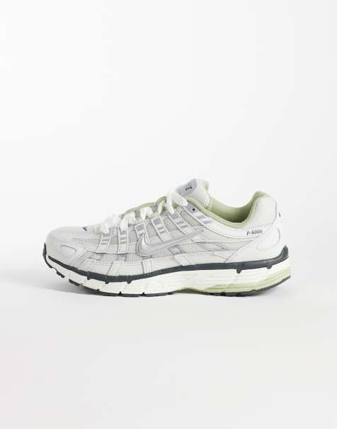 Nike P-6000 big lace trainers in metallic grey and off white - view 1
