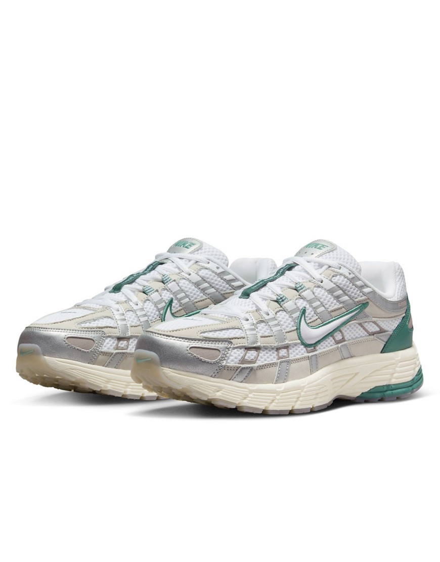 Nike P-6000 Prm Sneakers In White And Dark Green