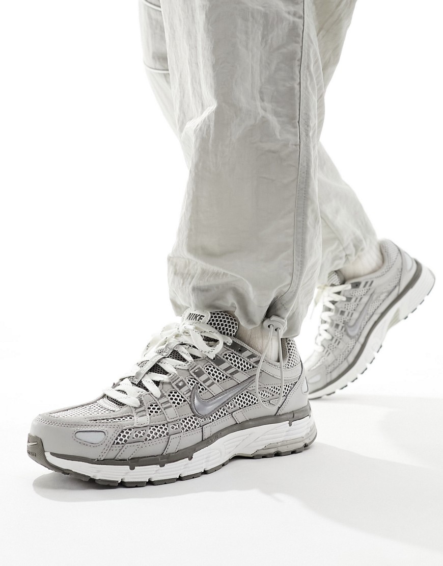 Nike P-6000 PRM trainers in silver and white