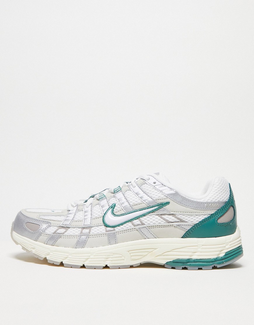 Nike P-6000 PRM trainers in white and dark green