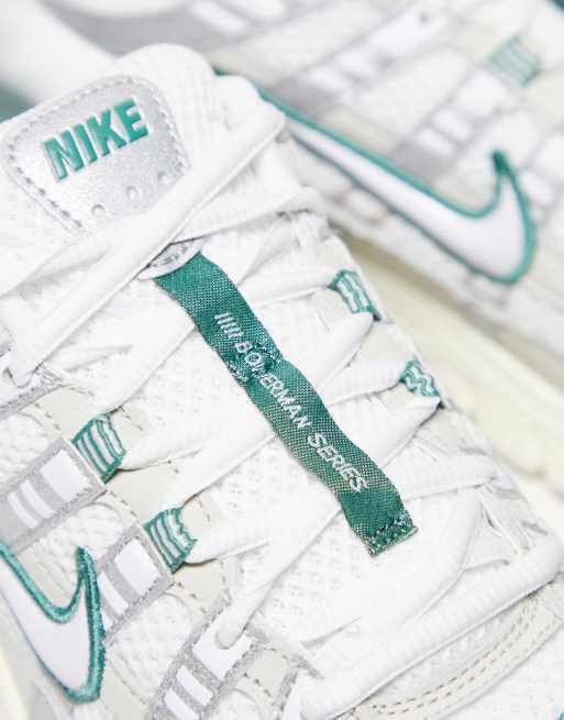 Nike P-6000 PRM trainers in white and dark green ASOS