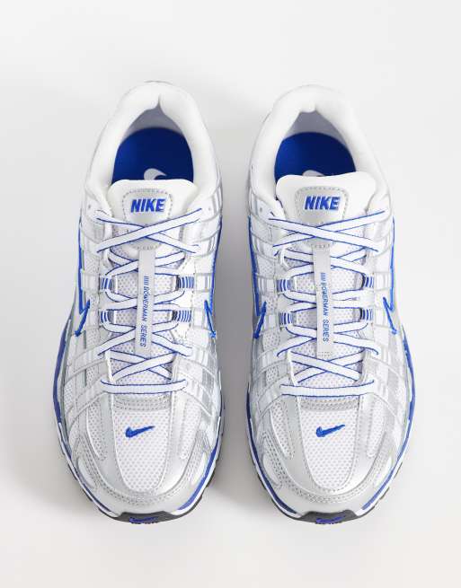 Nike P-6000 sneakers in blue and metallic silver, 3 of 5