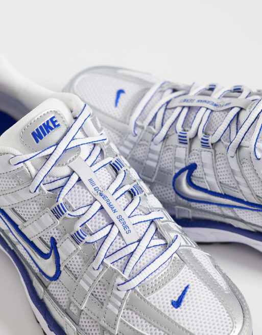 Nike P-6000 sneakers in blue and metallic silver, 4 of 5