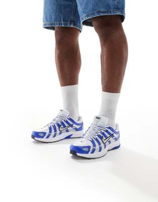 P-6000 sneakers in blue & metallic silver