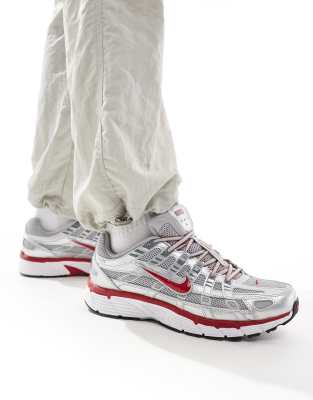 NIKE P-6000 SNEAKERS IN GRAY AND RED