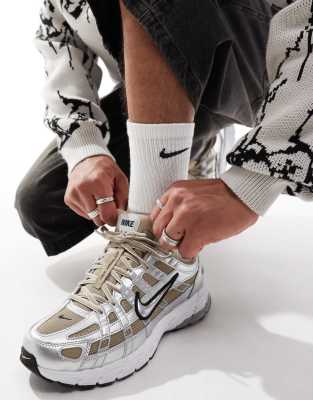 Кроссовки Nike P-6000 цвета хаки и серебристого цвета 21590₽