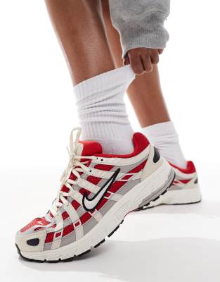 Nike P-6000 sneakers in off white, pink and green