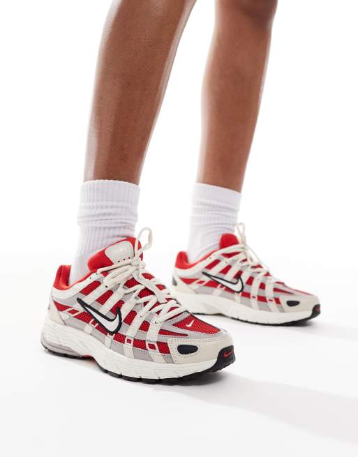 Nike P-6000 sneakers in light gray and red