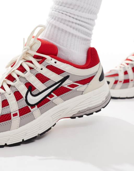 Nike P-6000 sneakers in light gray and red