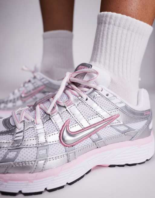 Nike P-6000 sneakers in metallic silver and pink