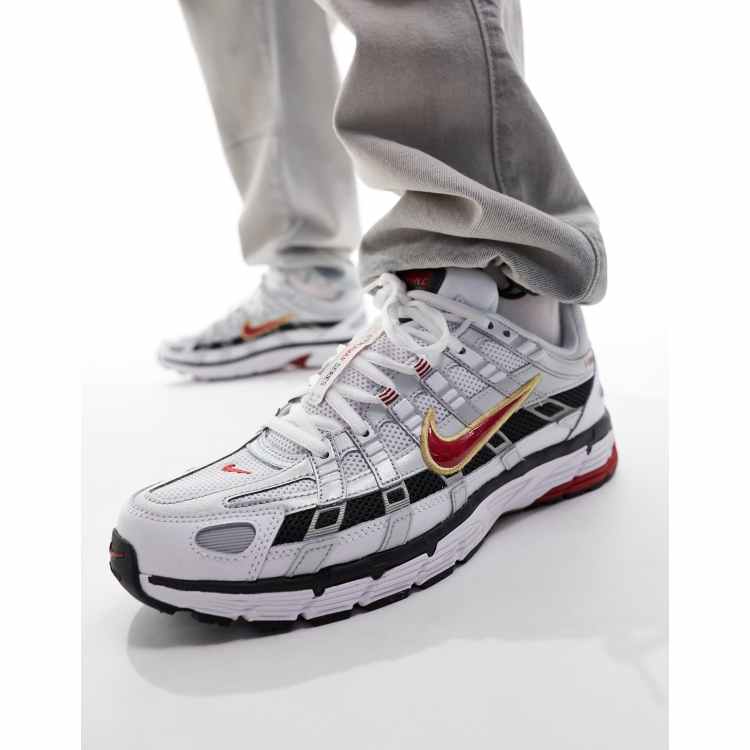 Nike P 6000 sneakers in silver and red