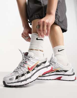 Nike P-6000 sneakers in silver and red | ASOS