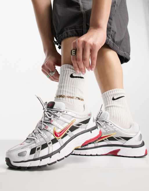 Nike P-6000 sneakers in silver and red