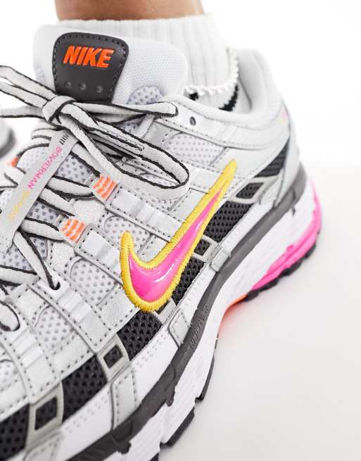 Nike P 6000 sneakers in silver with pink detail