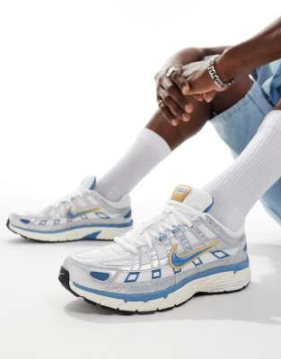 Nike P 6000 sneakers in white and blue ASOS