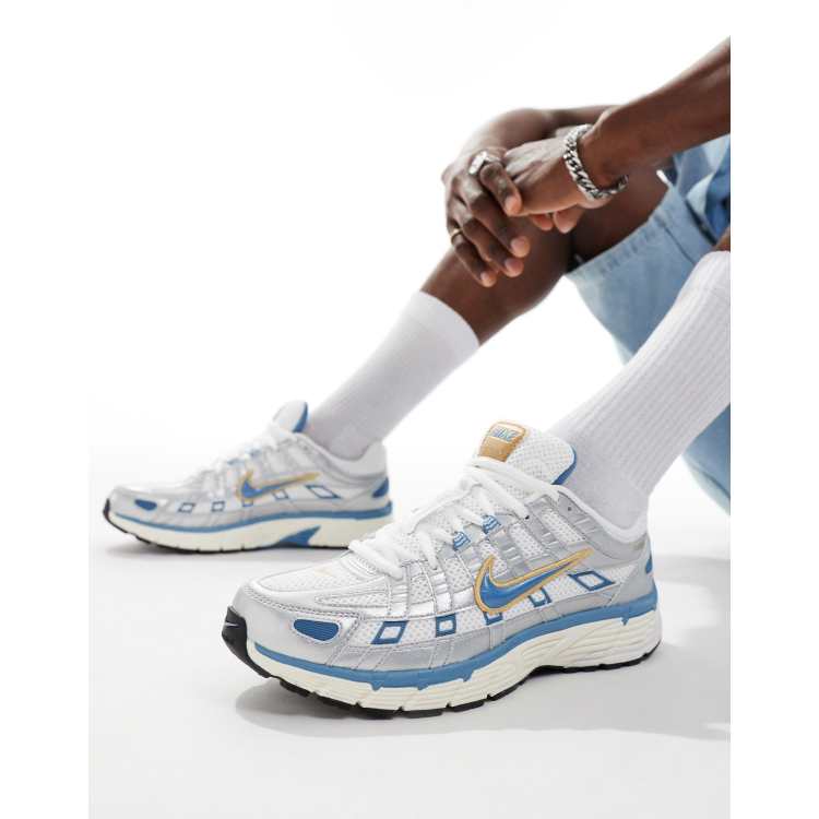 Nike P 6000 sneakers in white and blue ASOS