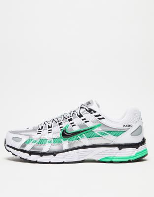 Nike White & Green P-6000 Sneakers In White
