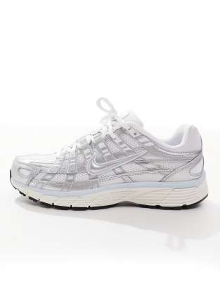 Nike P-6000 Sneakers In Silver Leather And Fabric