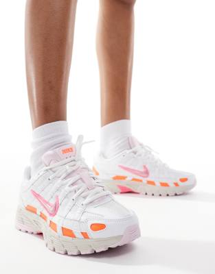 Nike P-6000 Sneakers In White With Pink Detail