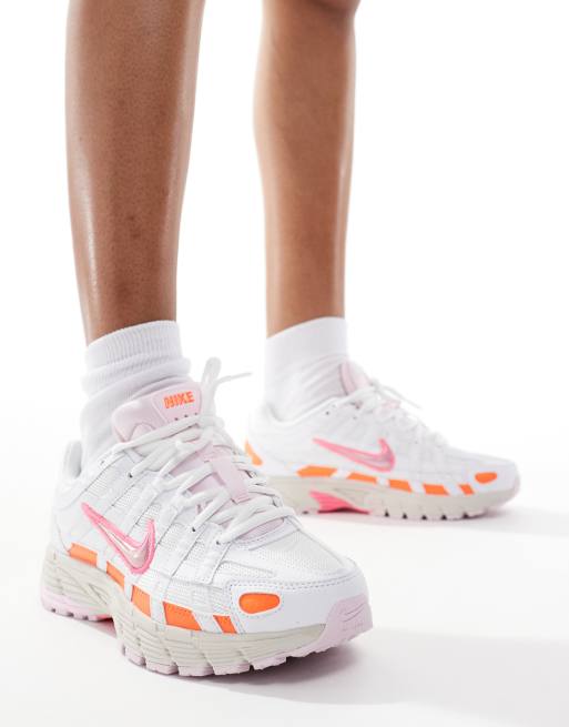 Nike P 6000 sneakers in white with pink detail