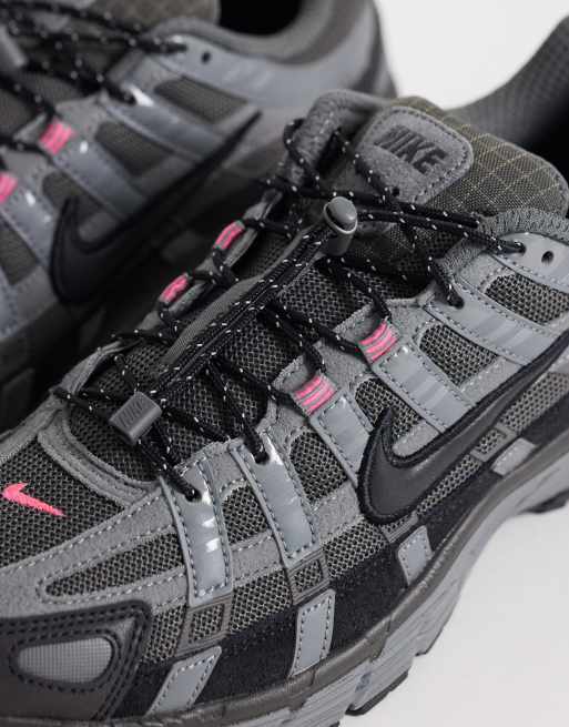 Nike P-6000 Tech speed lace sneakers in donkergrijs en roze, 3 van 5