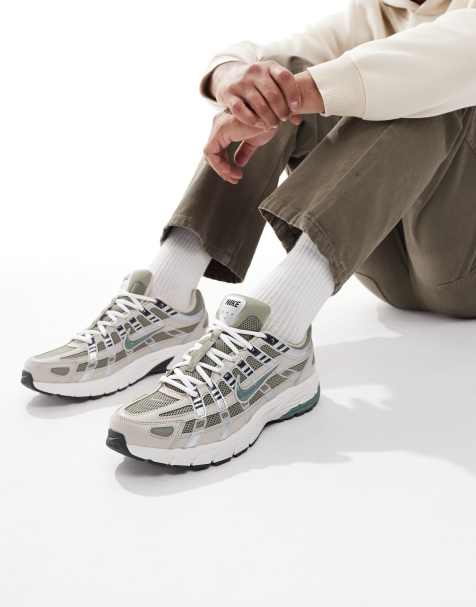 Nike P-6000 trainers in beige and green - view 1