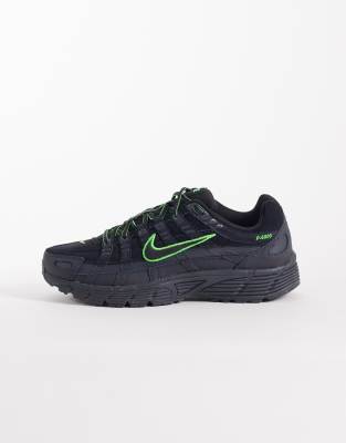 Nike P-6000 trainers in black and green
