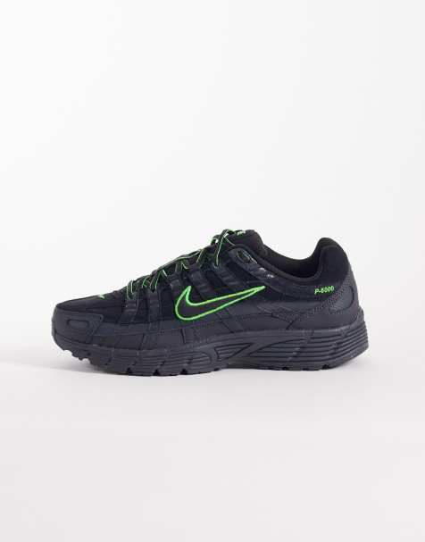 Nike P-6000 trainers in black and green  - view 1