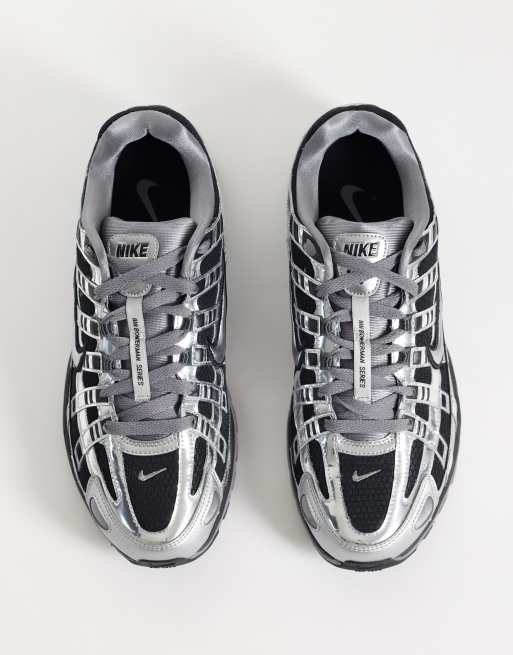 Nike P-6000 trainers in black & silver chrome, 3 of 5