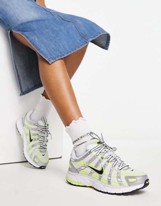 Nike P 6000 trainers in lemon twist and silver