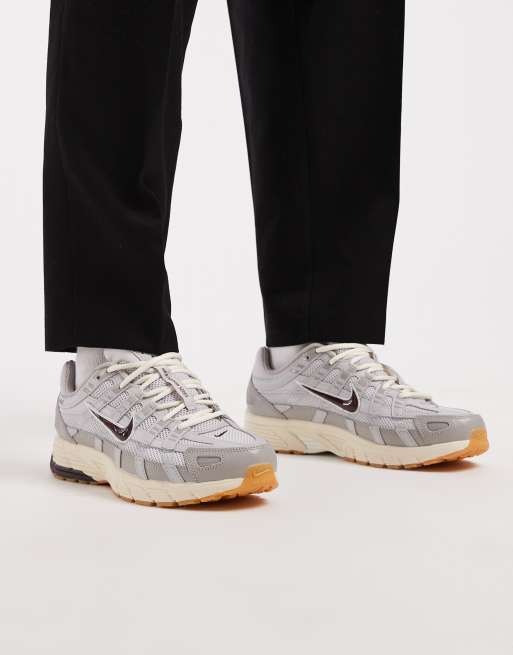 Nike P-6000 trainers in light grey and burgundy, 5 of 5