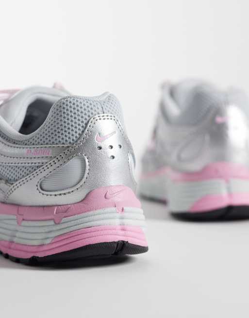 Nike P-6000 trainers in metallic silver and pink, 3 of 5