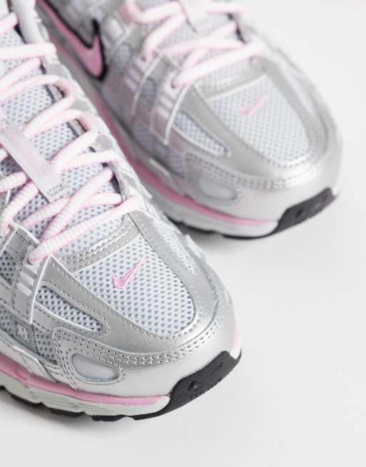 Nike P-6000 trainers in metallic silver and pink, 5 of 5