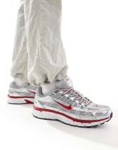 Nike P-6000 trainers in metallic silver and red 