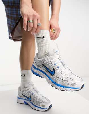 Nike P-6000 trainers in silver and blue 