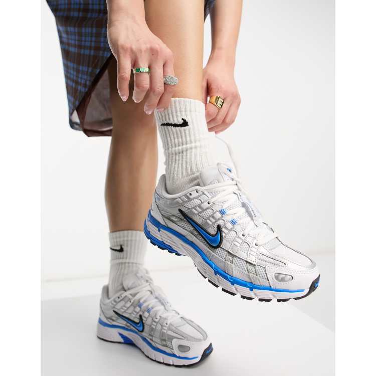 Nike P-6000 trainers in silver and blue