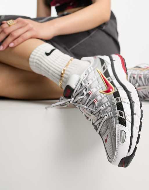 Nike P-6000 trainers in silver and red, 3 of 4