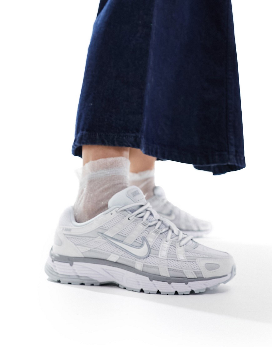 Nike P-6000 trainers in white and silver